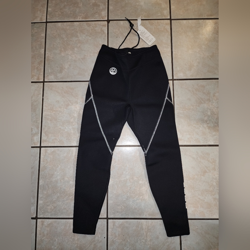 Black Athletic Leggings with White Accents, ZCCO, Size Medium